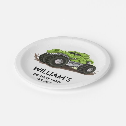 Assiettes En Carton Monster Truck Anniversaire Fête Minimale Garçons A (Angle)