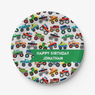 Assiettes En Carton Monster Truck Anniversaire Personnalisé