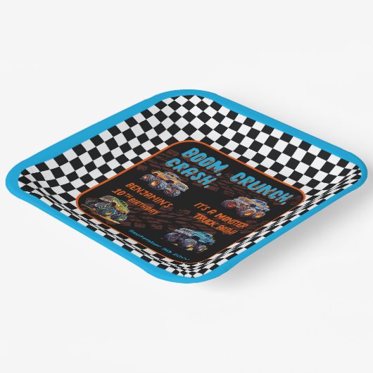 Assiettes En Carton Monster Truck Bash Boy 10e fête d'anniversaire (Angulaire)