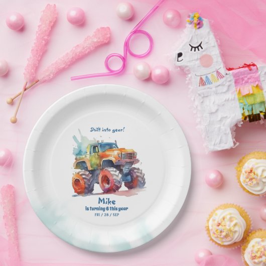 Assiettes En Carton Monster Truck boy Anniversaire (Fête)