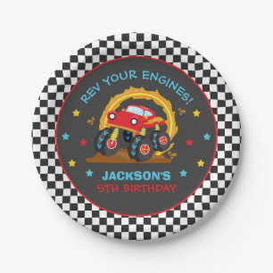 Assiettes En Carton Monster Truck Rally Décorations d'anniversaire