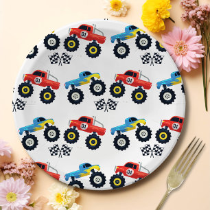 Assiettes En Carton Monster Truck Rallye Anniversaire Plaques papier