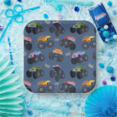 Assiettes En Carton Monster Trucks fête d'anniversaire (Fête)