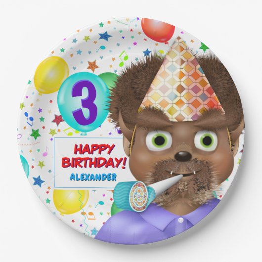 Assiettes En Carton Monster Wolf Boy fête d'anniversaire (Devant)