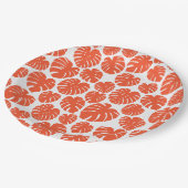 Assiettes En Carton Monstera - Orange et blanc (Angle)