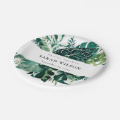 Assiettes En Carton Monstera Tropical Green Foliage Fête des mariées N (Angle)