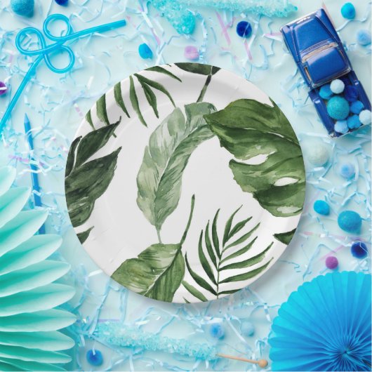Assiettes En Carton Monstera Tropical plage d'été mariage élégant (Fête)