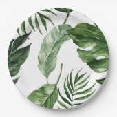 Assiettes En Carton Monstera Tropical plage d'été mariage élégant (Devant)