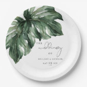Assiettes En Carton Monstera tropicale mariage élégant (Devant)