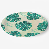 Assiettes En Carton Monstère tropicale émeraude palmier vert feuille a (Angle)