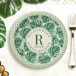 Assiettes En Carton Monstère tropicale Feuille Reunion familiale Monog