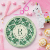 Assiettes En Carton Monstère tropicale Feuille Reunion familiale Monog (Fête)