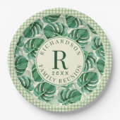 Assiettes En Carton Monstère tropicale Feuille Reunion familiale Monog (Devant)