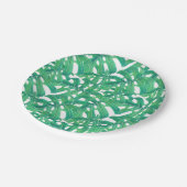 Assiettes En Carton Monstère verte tropicale feuille motif (Angle)