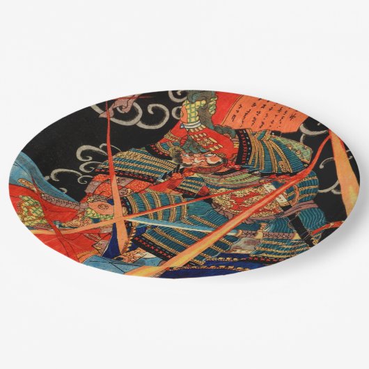 ASSIETTES EN CARTON MONSTRE DE COMBAT SAMURAI (Angle)