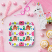 Assiettes En Carton Monstre De Couleur Claire (Fête)