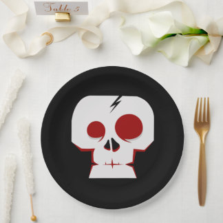 Assiettes En Carton Monstre de dessin animé de crâne drôle