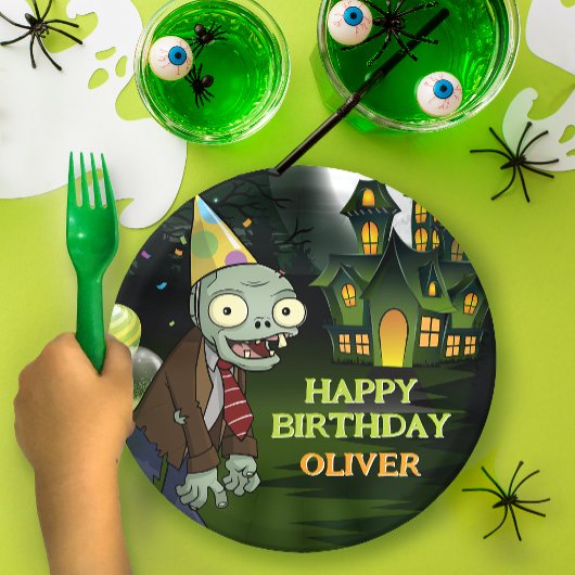 Assiettes En Carton Monstre d'horreur des enfants d'anniversaire Zombi
