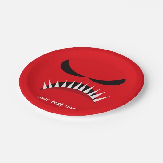 Assiettes En Carton Monstre fâché avec les yeux mauvais et les dents (Angle)