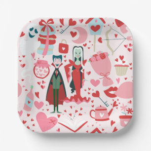 Assiettes En Carton monstre rose valentin vampire fantôme