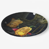Assiettes En Carton Monstres citrouilles Plaque papier Halloween/Anniv (Angle)