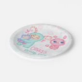Assiettes En Carton Monstres roses et Turquoises mignonnes Fille Anniv (Angle)