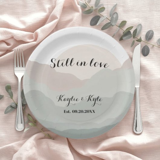 Assiettes En Carton Montagne aquarelle boho