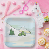 Assiettes En Carton Montagnes d'hiver Paysage neigeux (Fête)