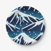 Montagnes Retro Snowy Blue