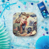 Assiettes En Carton Monter le pilote vintage (Fête)