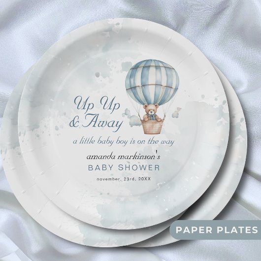 Assiettes En Carton Montez et partez ! Baby shower de ballon Teddy Bea
