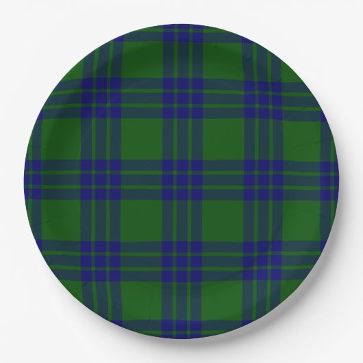 Assiettes En Carton Montgomery écossais vert bleu plaid (Devant)