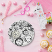 Assiettes En Carton Montre de poche victorienne Alice au pays des merv (Fête)