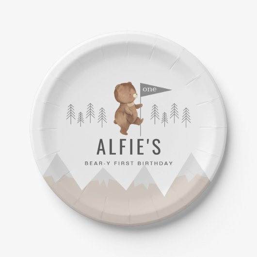 Assiettes En Carton Monts de l'ours Premier anniversaire (Devant)