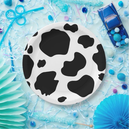 Assiettes En Carton Moo Cow Spots Imprimer Black & White Anniversaire (Fête)