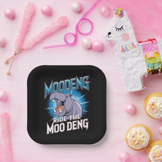 Assiettes En Carton MOO DENG Hippo Ride Le MOO DENG (Fête)