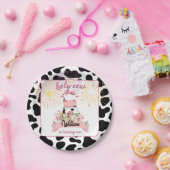 Assiettes En Carton Moo mignon rose floral Saint-Vache 1er anniversair (Fête)