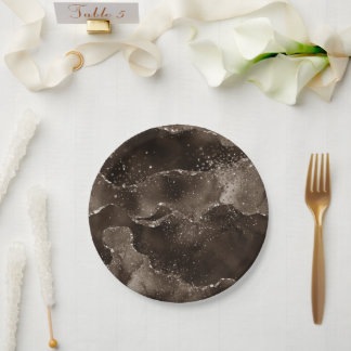 Assiettes En Carton Moody Agate | Café Brown bronze doré Taupe