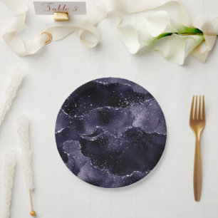 Assiettes En Carton Moody Agate   Midnight Indigo Deep Purple Glam