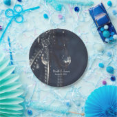 Assiettes En Carton Moody Blue Crystal Elegant Romantique Chic Mariage (Fête)