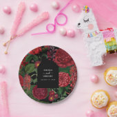 Assiettes En Carton Moody Florals Arc Noir Bourgogne Rouge Mariage (Fête)