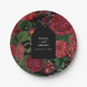 Assiettes En Carton Moody Florals Arc Noir Bourgogne Rouge Mariage (Devant)