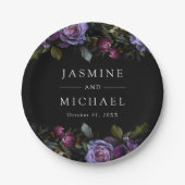 Assiettes En Carton Moody Gothic Purple Floral Mariage (Devant)