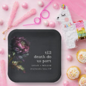 Assiettes En Carton Moody Gothic violet foncé Mariage de pivoine noire (Fête)