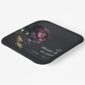 Assiettes En Carton Moody Gothic violet foncé Mariage de pivoine noire (Angulaire)