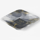 Assiettes En Carton Moody Ink Charcoal Gold Abstrait ID988 (Angulaire)