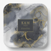 Assiettes En Carton Moody Ink Charcoal Gold Abstrait ID988 (Recto)