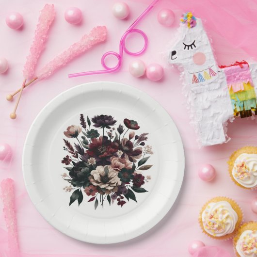 Assiettes En Carton Moody Rustic Garden Florals Mariage bohémien (Fête)