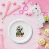 Assiettes En Carton Mooey Noël Highland Cow Light Santa Hat T-Shi (Fête)