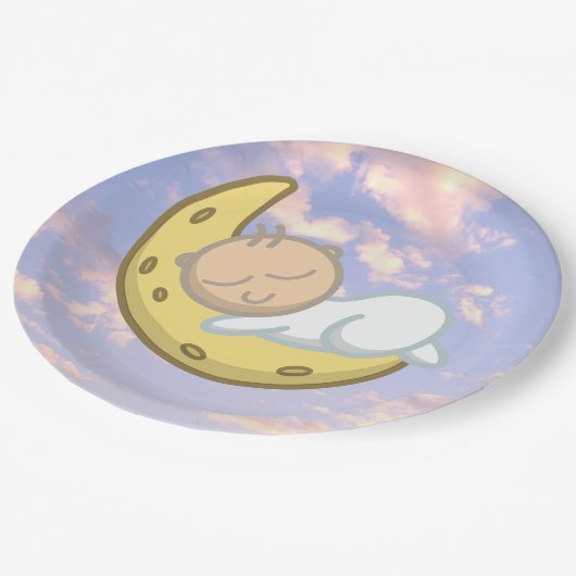 Assiettes En Carton Moon Baby Design (Angle)